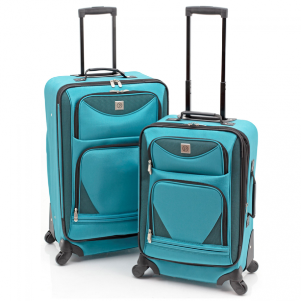 Protege Protege 2 piece expandable spinner carry on and checked luggage set Teal