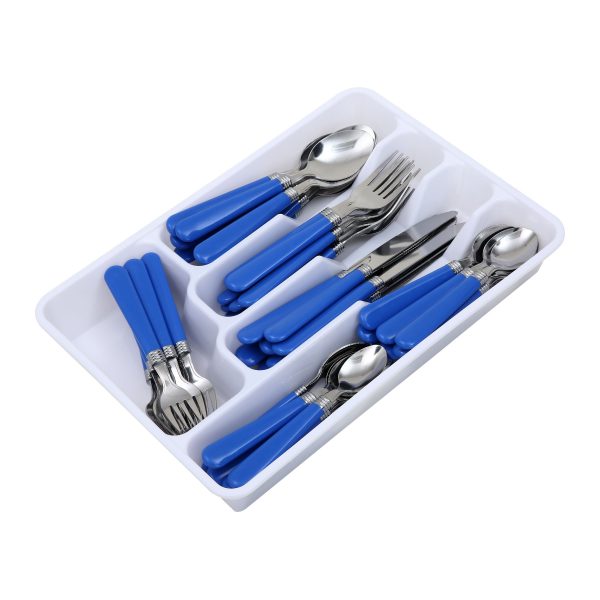 Mainstays Cobalt 48 Piece Stainless Steel and Plastic Flatware Set