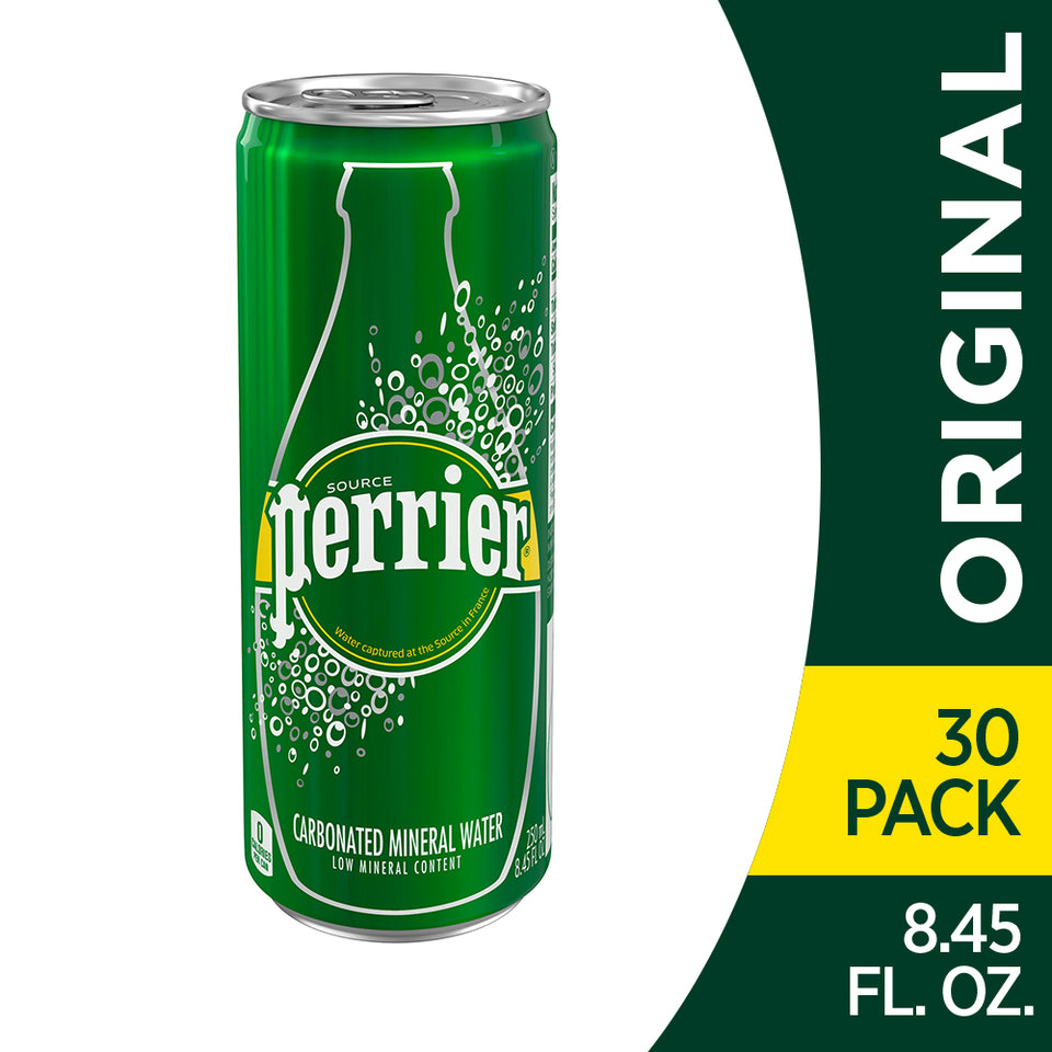 Perrier Carbonated Mineral Water, 8.45 fl oz. Slim Cans (30 Count)