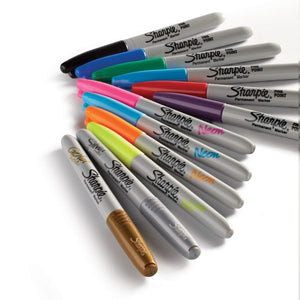 Sharpie Permanent Markers, Fine Point, Assorted Bold Colors, 12 Count