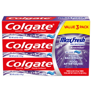 Colgate MaxFresh KnockOut Toothpaste Mint Fusion – 6.0 Ounce (3 Pack)