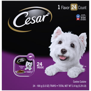 (24 Pack) CESAR Wet Dog Food Classic Loaf in Sauce Filet Mignon Flavor Multipack, 3.5 oz. Easy Peel Trays