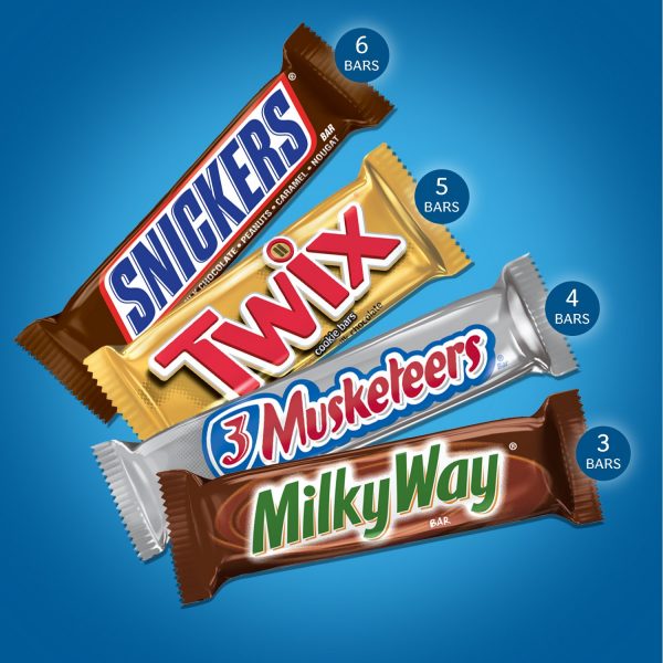 Mars Chocolate, Full Size Candy Bars Assorted Variety,(Milky Way, Twix, Snickers, 3 Musketeers), 33.31 Ounce, 18 Count