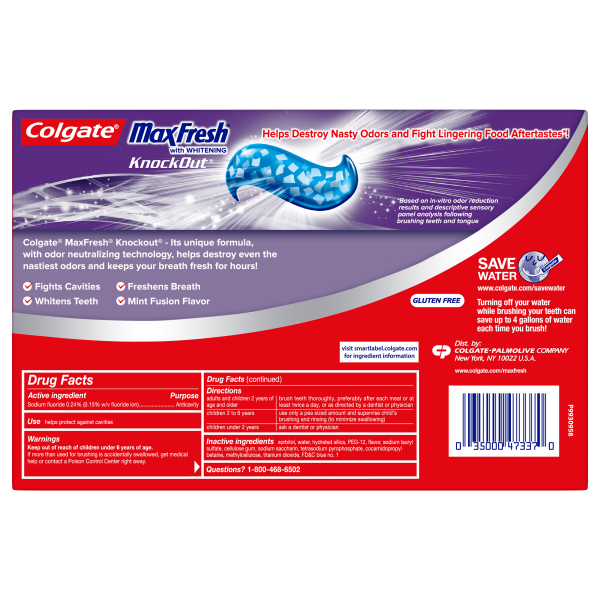 Colgate MaxFresh KnockOut Toothpaste Mint Fusion – 6.0 Ounce (3 Pack)
