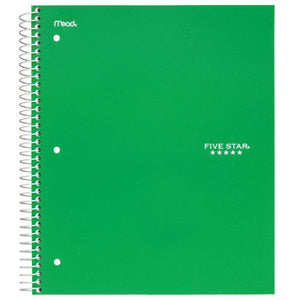 Five Star 5 Subject College Ruled Wirebound Notebook, 11″ x 8 1/2″, Color Choice Will Vary