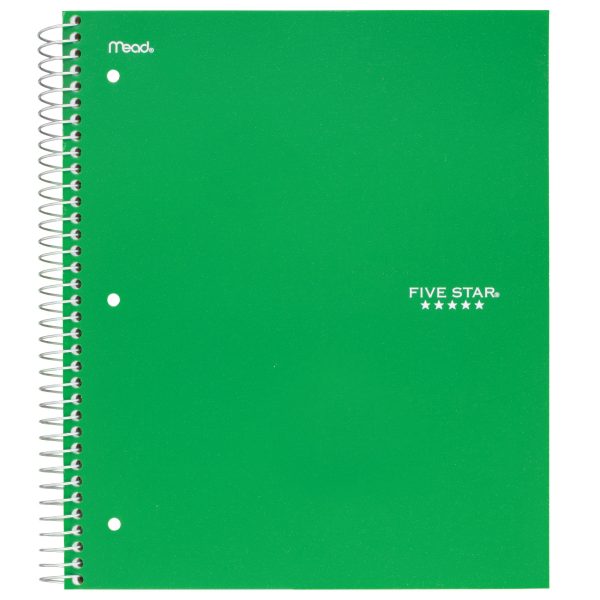 Five Star 5 Subject College Ruled Wirebound Notebook, 11″ x 8 1/2″, Color Choice Will Vary