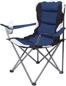 Internet’s Best 2 Pack Padded Camping Folding Chair – Outdoor – Navy Blue – Sports – Cup Holder – Comfortable – Carry Bag – Beach – Quad