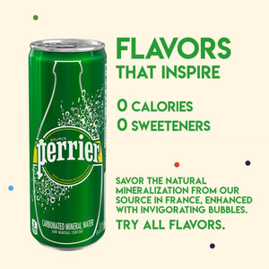 Perrier Carbonated Mineral Water, 8.45 fl oz. Slim Cans (30 Count)